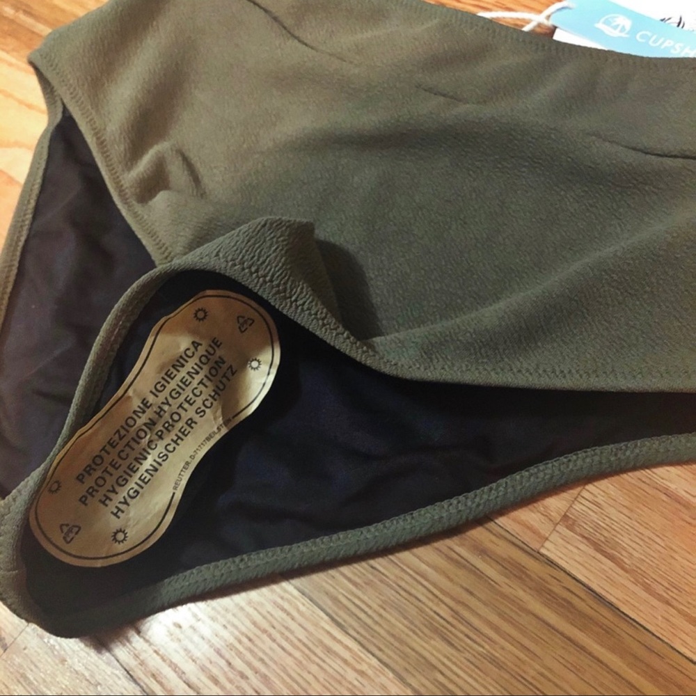 CUPSHE High Waisted Olive Green Bikini. Size Med - Picture 6 of 8